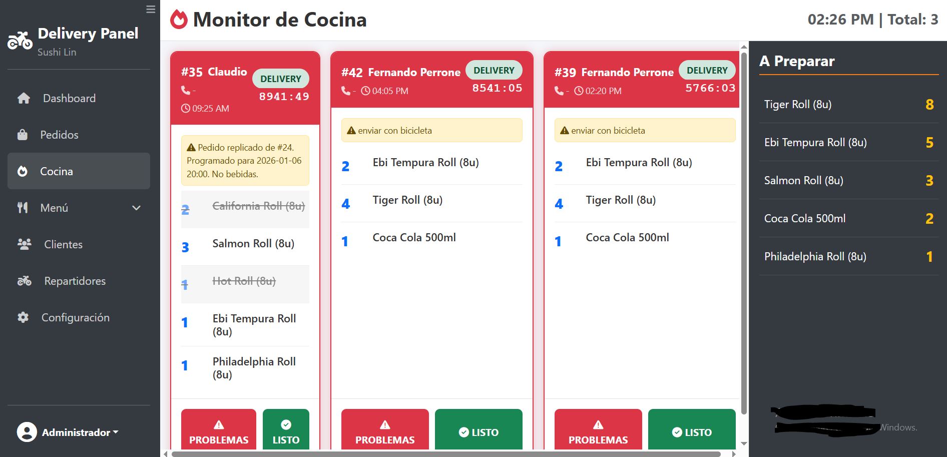 Pantalla de Cocina
